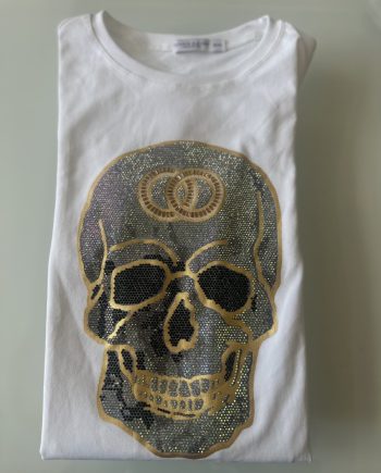 T-shirt “doodskop bling” Wit