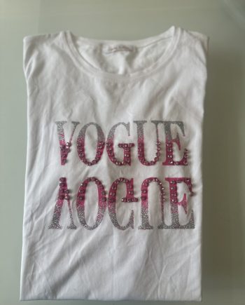 T-Shirt “vogue roze” wit